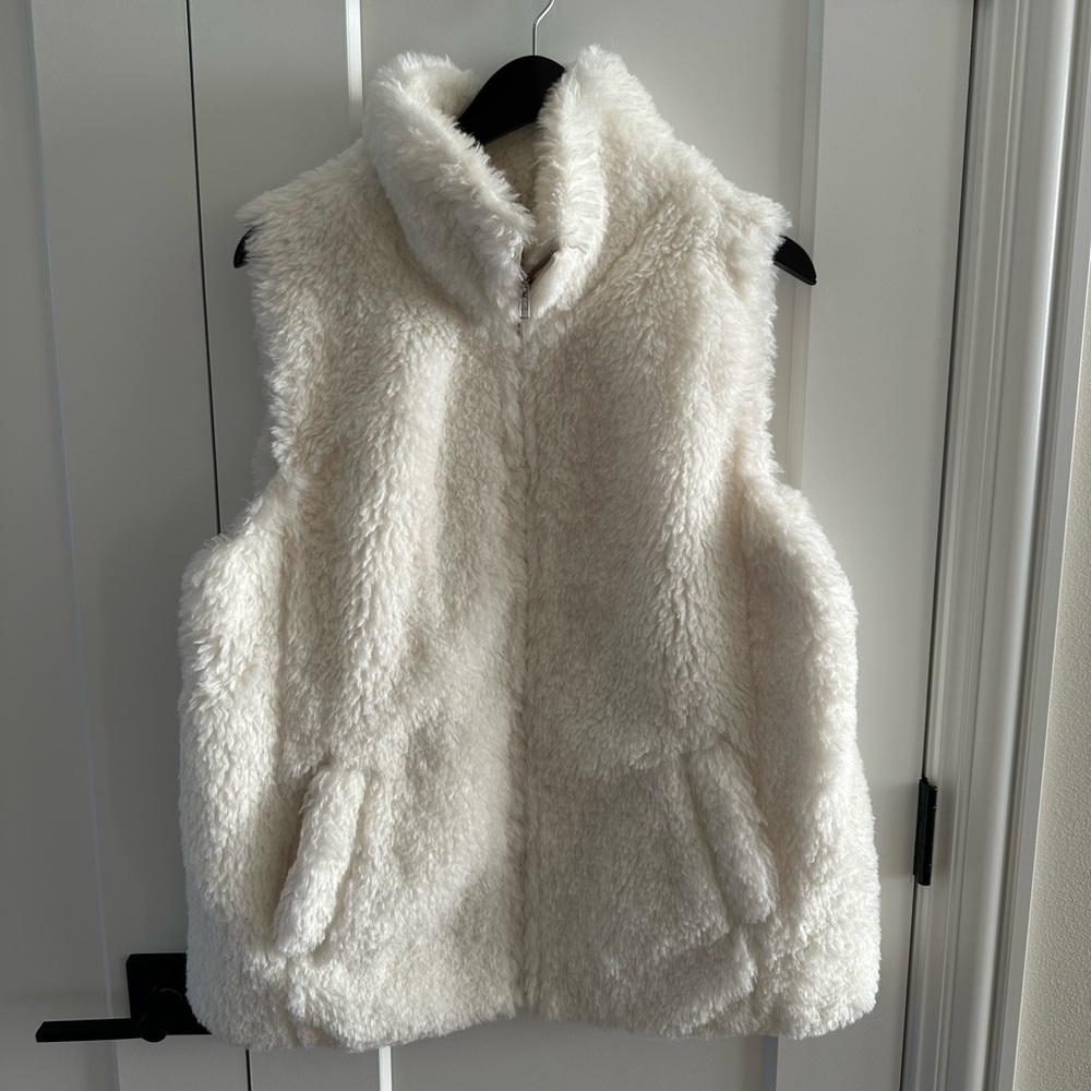 Talbots Cream Fuzzy Vest